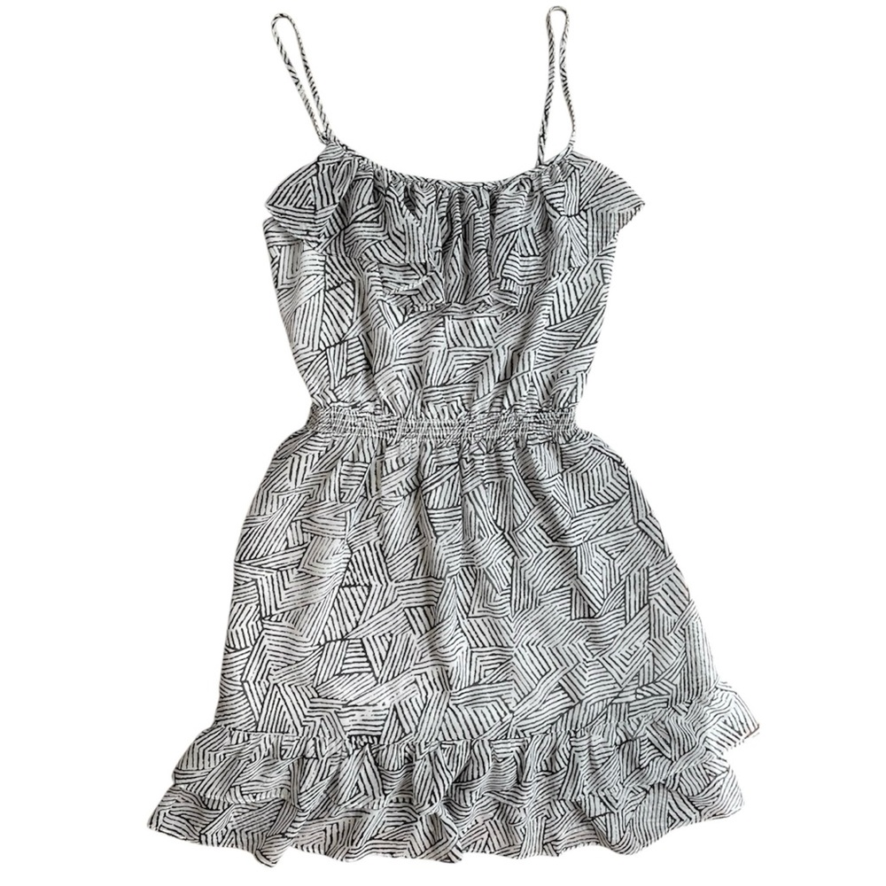 Moda International Mini Dress Sun Dress White Geometric Pattern XS